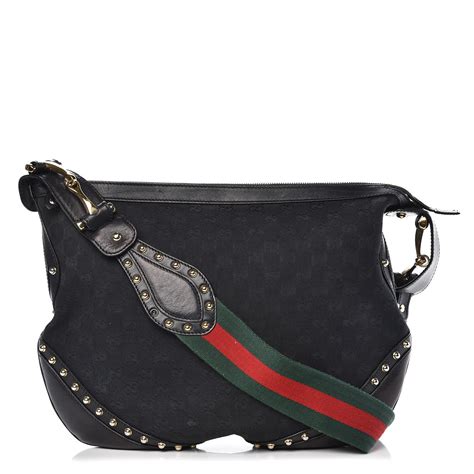 gucci monogram pelham handbag|Gucci black studded bag.